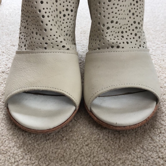 Latitude Femme Perforated Leather Peep Toe Booties - Picture 3 of 9